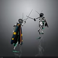 Colorful Moth Insects Fencing With Silver Heads Green Legs And Reflective Surface