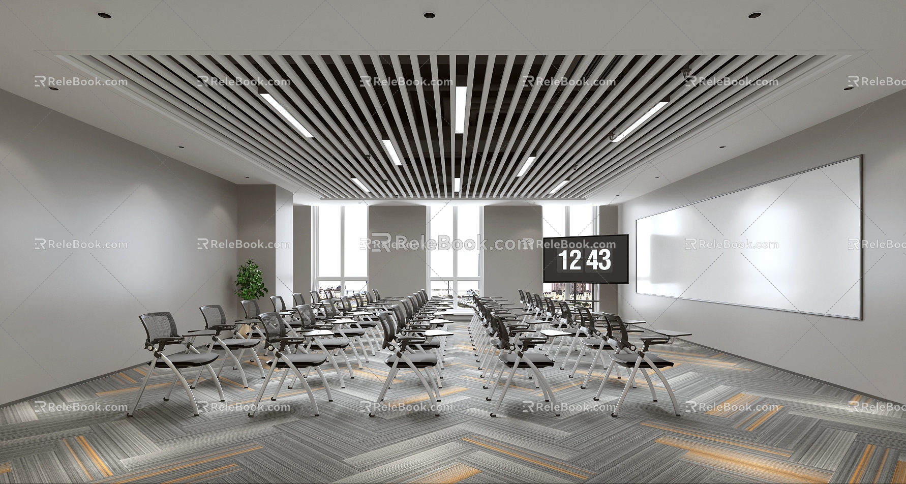 Training room conference room net back chair writing board chair 3d model