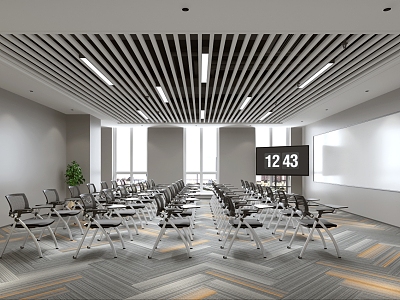 Training room conference room net back chair writing board chair 3d model