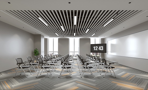 Training room conference room net back chair writing board chair 3d model