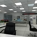 Modern Surveillance Monitoring Room Interior With Multiple Monitors Large Display Screen And Control Desk