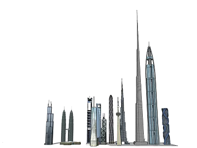 Modern Urban Skyline With Various Tall Skyscrapers And Unique Architectural Designs 3d model