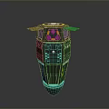 Green Military Weapon Bomb With Yellow Components And Top Stabilizing Wings