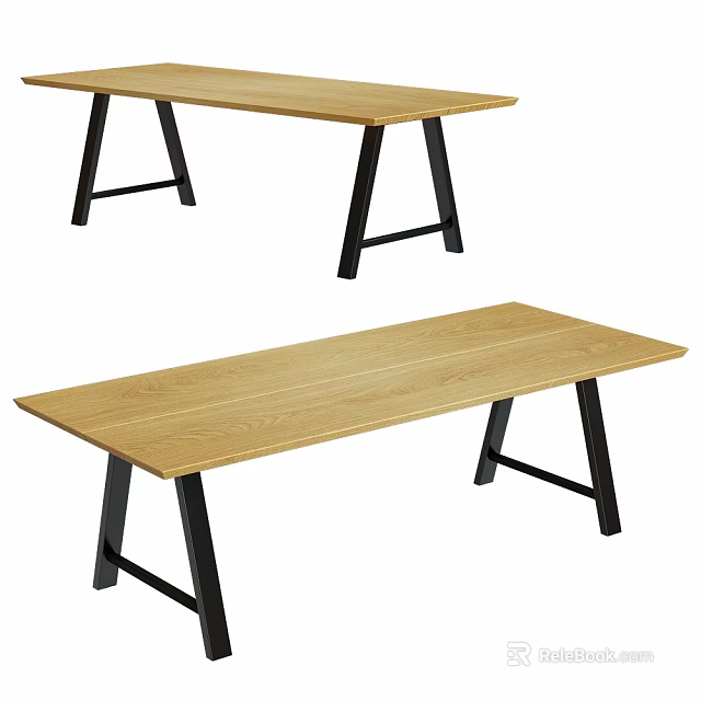 Simple Modern Coffee Tables With Wooden Top And Black Metal Legs 3d model 