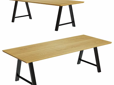Simple Modern Coffee Tables With Wooden Top And Black Metal Legs 3d model