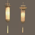 Japanese Style Wooden Pendant Lights With Fabric Shade And Tassel Decoration