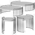 Round Modern Dining Tables With Metal Frames And Marble Tops In Black And Gold