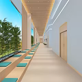 Community Leisure Center Layout Design With Functional Zones Green Plants And Colorful Umbrellas