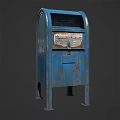 Outdoor Public Facility Blue Mailbox With Rustic Metal Structure Mail Slot And Lock