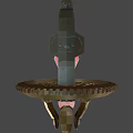 Futuristic Weapon Design Featuring Golden Gear Red Core And Silver Metal Components