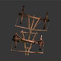 Two Ancient Red Wooden Carts With Spoked Wheels And Metal Fittings