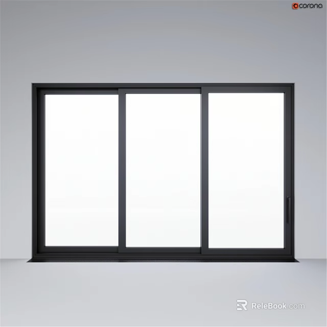 Modern Casement Window With Black Frame And Large Glass Panels For Home 3d model 