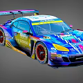 Sleek Racing Car With Colorful Livery Rear Wing Sponsor Logos And Race Number 66