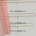Building Exterior Wall with Red Brick Structure Structural Annotations Insulation Thickness Markings and Metal Wires 3d model
