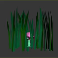 Game Movie Character 3D Model With Pink Lotus On Blue Water Surrounded By Green Grass