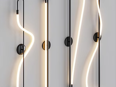 Modern Curved LED Wall Lamps With Black Metal Frame For Interior Lighting Decoration 3d model