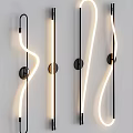Modern Curved LED Wall Lamps With Black Metal Frame For Interior Lighting Decoration