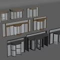 Modern Revolving Door Designs With Glass Panels And Wooden Frames In Gold Black Brown
