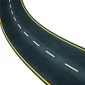 Curved Road Infrastructure With Black Pavement Yellow Dividing Lines And White Edge Lines