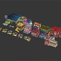 Colorful Miniature Building Blocks Architecture With Various Shops And Street Scenes