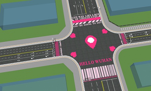 Creative zebra crossing 3d model