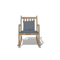 Wooden Rocking Leisure Chair with Blue Cushion and Armrests for Comfortable Seating