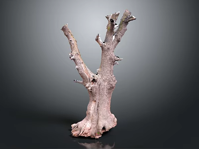 Natural Wood And Stone Decorative Sculpture With Twisted Roots And Rough Texture 3d model