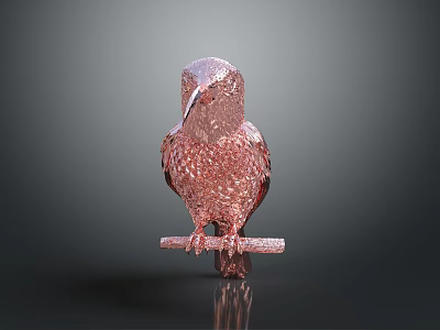 Pink Sparkling Hummingbird Perched On A Branch Against Dark Background 3d model