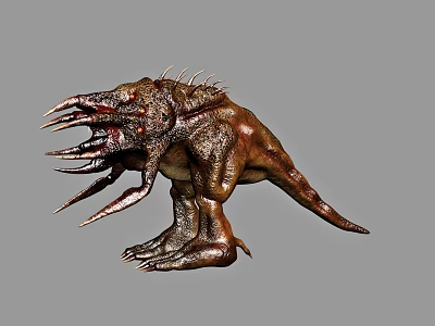 Hand Carved Dinosaur Sculpture With Sharp Claws Spiked Back And Textured Surface 3d model
