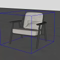 Modern Minimalist Leisure Chair With Light Fabric Cushion Dark Wooden Frame And Armrests