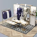Elegant Men's Apparel Store Interior With Suits Mannequins Clothing Rack And Display Tables
