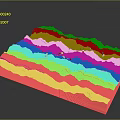 Detailed Terrain Model Featuring Mountain Ranges Green Vegetation And Snowy Peaks With Orange Base
