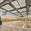 Modern Basketball Gymnasium Sports Stadium Basketball Rack Basket Basketball Indoor Basketball Gymnasium Flag 3d model