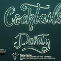 Modern Neon Light Fixture with Cocktails Party Lettering for Decorative Use