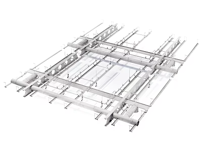 Industrial Building Mechanical Pipe System Layout With Metal Framework Structure 3d model
