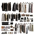 Stylish Clothes Display Featuring Dresses Coats Bags Shoes And Accessories