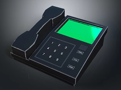 Vintage Computer Terminal Featuring Green Screen Numeric Keypad And Control Buttons 3d model