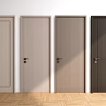 Wooden Hinged Doors With Different Colors For Modern Interior Design 3d model
