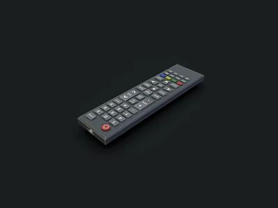 Black Remote Control With Multiple Buttons And Colorful Function Keys 3d model