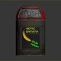 Biotic Banana Recycling Trash Bin With Push Red Lid And Banana Skin Label Design