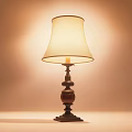 Classic Table Lamp with Cream Lampshade Wooden Base Emitting Warm Light