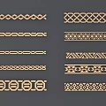 Collection Of Wooden Carved Decorative Trim Strips With Various Geometric Patterns