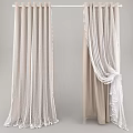 Elegant Pink White Curtain With Beaded Dots And Lace Trim Design