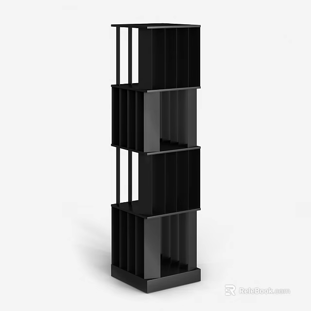 Black Modern Storage Shelf With Multiple Tiered Design For Home Organization 3d model