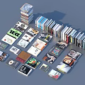 Books Magazines Featuring Various Colorful Covers Stacked And Scattered Layout 3d model