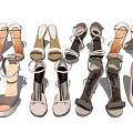 Fashionable Women's Shoes Various Styles Heels Sandals and Trendy Designs