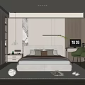 Modern Bedroom Interior Design With Minimalist Bed Green Chair Marble Accent And Large Window