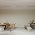 Modern Minimalist Executive Office With Wooden Desks Ergonomic Chairs And Elegant Comfortable Guest Space