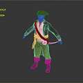 Pirate Themed Game Movie Character With Black Coat Red Sash Sword At Waist Standing Pose