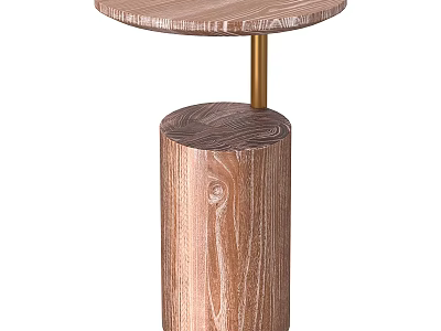 Modern Wooden Coffee Table With Round Top And Cylindrical Base Design 3d model